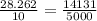 \frac{28.262}{10} = \frac{14131}{5000}