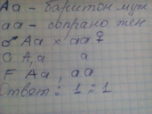 Учеловека высота певческого голоса определяется однимгеном с неполным доминированием: aa - бас у муж