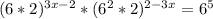 (6*2)^{3x-2}*(6^2*2)^{2-3x}=6^5