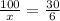 \frac{100}{x}= \frac{30}{6}