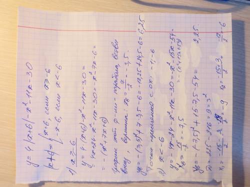 Построить график функции, описать как его построить y-4|x+6|-x^2-11x-30 ! чему равно m, если прямая