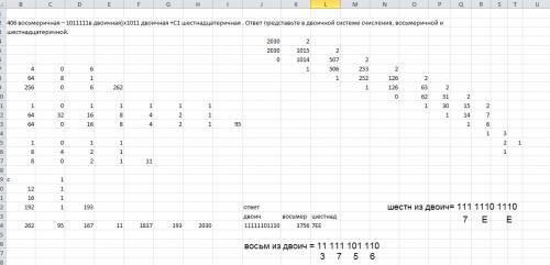 Вычислите: (406 восьмеричная – 1011111в двоичная)х1011 двоичная +с1 шестнадцатеричная . ответ предст