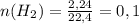 n(H_2)= \frac{2,24}{22,4} =0,1