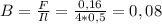 B= \frac{F}{Il} = \frac{0,16}{4*0,5}= 0,08