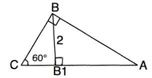 Втреугольнике авс угол с=60 градусов ,угол в=90 градусов.высота вв1=2см.найдите ав