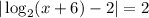 |\log_2(x+6)-2|=2