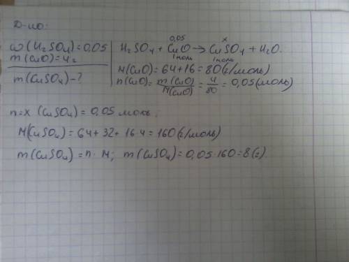 Определите массу раствора с массовой долей серной кислоты 5 %, который потребуется для реакции с 4 г