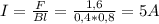 I= \frac{F}{Bl}= \frac{1,6}{0,4*0,8}=5A