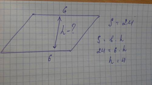 Кто сможет. площадь параллелограмма равна 24. вычислите расстояние между его противоположными сторон
