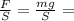 \frac{F}{S} = \frac{mg}{S} =