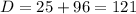 D=25+96=121