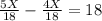 \frac{5X}{18}-\frac{4X}{18}=18