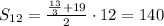 S_{12}= \frac{ \frac{13}{3} +19}{2}\cdot 12 =140