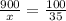 \frac{900}{x} = \frac{100}{35}