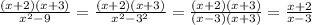 \frac{(x+2)(x+3)}{ x^{2} -9} = \frac{(x+2)(x+3)}{ x^{2} - 3^{2} } = \frac{(x+2)(x+3)}{ (x-3)(x+3)} = \frac{x+2}{ x-3}