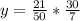 y= \frac{21}{50}* \frac{30}{7}