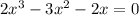 2x^3-3x^2-2x=0