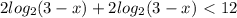 2log_{2}(3-x)+ 2log_{ 2_ } } (3-x)\ \textless \ 12