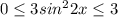 0 \leq 3sin^22x \leq 3