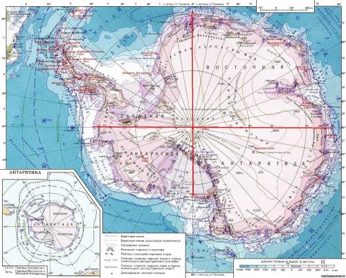 Рассчитайте протяженность материка антарктида в градусах и километрах по меридианам 0 градусов и 180