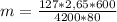 m = \frac{127 * 2,65 * 600}{4200 * 80}