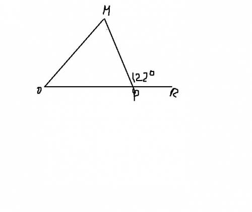 Найдите угол o треугольника mpo, если он на 40° меньше угла m, а внешний угол при вершине p равен 12