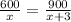 \frac{600}{x} = \frac{900}{x+3}