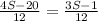 \frac{4S-20}{12} = \frac{3S-1}{12}