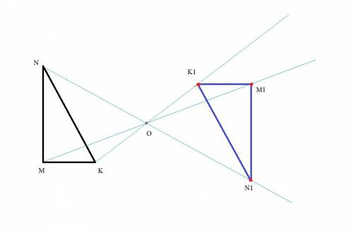 1) даны треугольник mnk и точка о. постройте фигуру f, на которую отображается треугольник mnk при ц