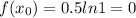 f( x_{0}) = 0.5 ln1 = 0