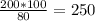 \frac{200*100}{80} =250