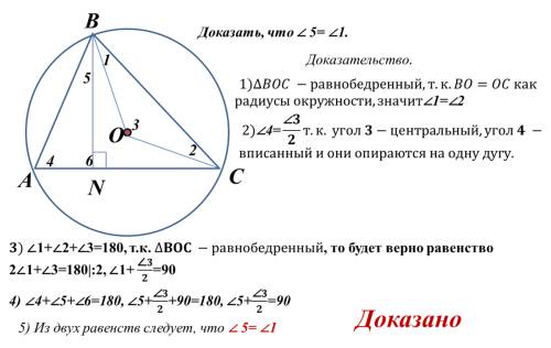 Втреугольнике abc проведена высота bn. точка o - центр описанной около abc окружности. докажите, что