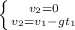 \left \{ {{v_{2} =0} \atop { v_{2} = v_{1}-gt_{1} }} \right.