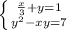 \left \{ {{ \frac{x}{3} +y=1} \atop {y^{2} -xy=7}} \right.