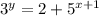 3^{y} =2+ 5^{x+1}