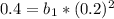 0.4= b_{1} *(0.2)^2