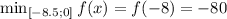 \min_{[-8.5;0]}f(x)=f(-8)=-80