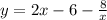 y=2x-6- \frac{8}{x}