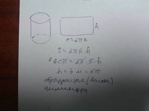 1. площадь боковой поверхности цилиндра равна 60π м2, а радиус основания – 5 м. найти длину образующ