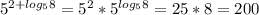 5^{2+ log_{5}8 } =5^2*5^{ log_{5}8 } =25*8=200