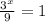 \frac{3^x}{9} =1