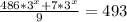 \frac{486*3^x+7*3^x}{9} =493