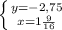 \left \{ {{y=-2,75} \atop {x=1 \frac{9}{16} }} \right.