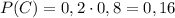 P(C)=0,2 \cdot 0,8 =0,16