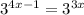 3^{4x-1}=3^{3x}