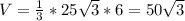 V= \frac{1}{3} *25 \sqrt{3} *6=50 \sqrt{3} \\