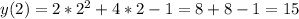 y(2)=2*2^2+4*2-1=8+8-1=15