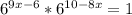 6 ^{9x-6} *6 ^{10-8x}=1