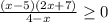 \frac{(x-5)(2x+7)}{4-x} \geq 0