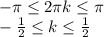 -\pi \leq 2\pi k \leq \pi \\ -\frac{1}{2} \leq k \leq \frac{1}{2}